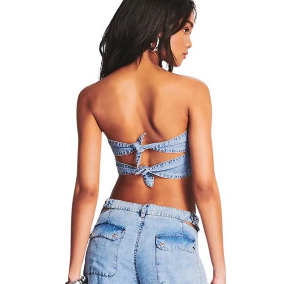 SER.O.YA Tate Denim Bandanna Top NWT Size Medium - Picture 3 of 3